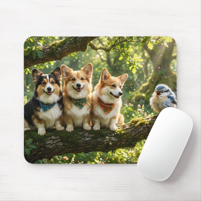 Corgis und Vogel Mousepad (Mit Mouse)