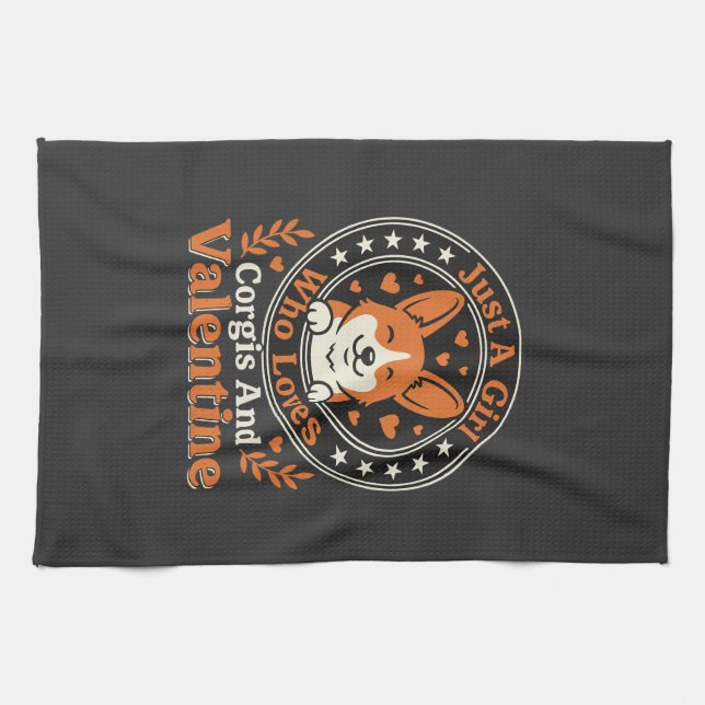 Corgis Valentins-Design für Mädchen, die Corgis li Geschirrtuch (Horizontal)