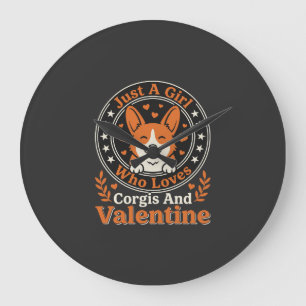 Corgis Valentins-Design für Mädchen, die Corgis li Große Wanduhr