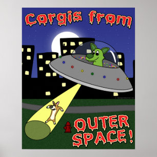 Corgis von Outer Space Poster