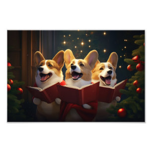 Corgis Weihnachts-Caroling Feiertag Fotodruck