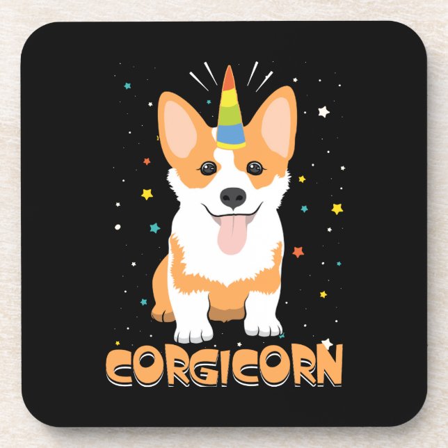 CorgiUnicorn - Corgicorn - niedlicher HundeCartoon Untersetzer (Vorderseite)