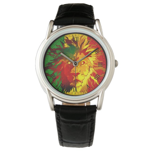 Cori rasta reggae Graffiti-Flagge Löwe Armbanduhr (Vorderseite)