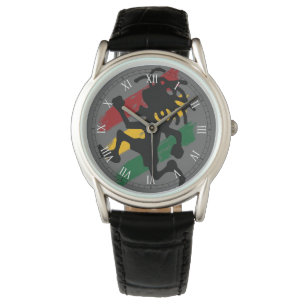 cori rasta Reggae-Graffiti-Flaggenlöwe Armbanduhr