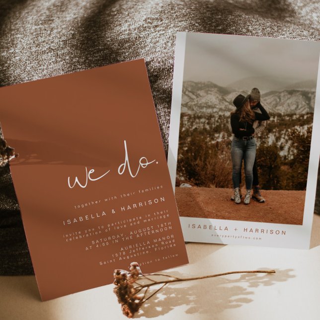 CORIANDER Bohemisch Burnt Orange Modernes Minimali Einladung (Von Creator hochgeladen)