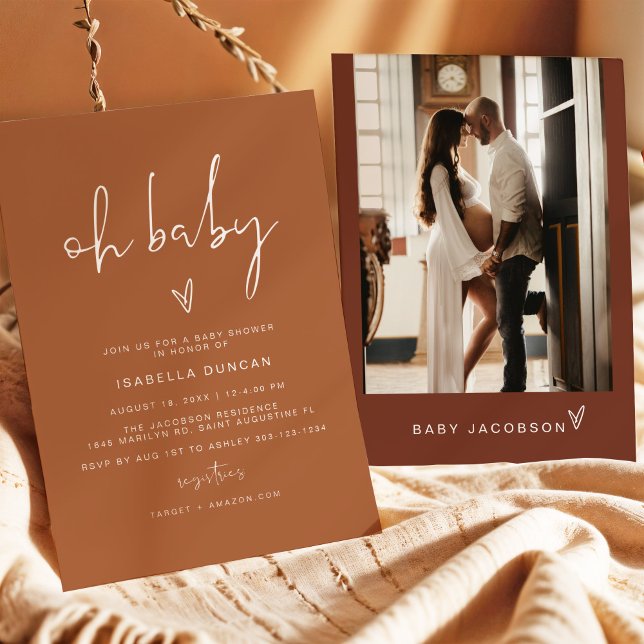 CORIANDER Bohemisch Terracotta Oh Baby Dusche Einladung (Von Creator hochgeladen)