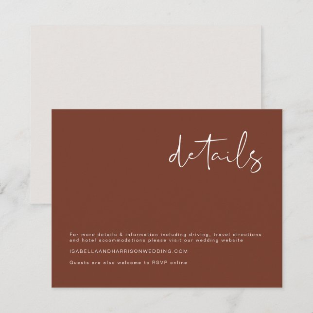 CORIANDER Bohemische Rost Moderne Minimale Details Einladung (Vorne/Hinten)