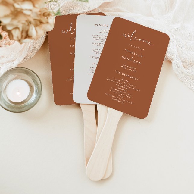 CORIANDER Boho Burnt Orange Beige Hochzeitsprogram Fächer (Von Creator hochgeladen)