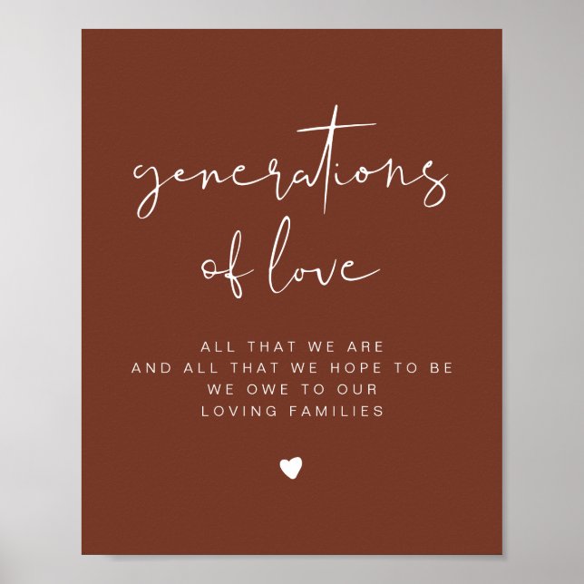 CORIANDER Boho Generationen von Liebe Wedding Sign Poster (Vorne)