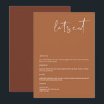 CORIANDER Boho Terracotta 12x18" essen wir Menü Menükarte<br><div class="desc">Dieses Menü verfügt über einen edlen handgeschriebenen Schriftart und modernes minimalistisches Design mit einer boho Terrakotta und Weiß Farbkombination. Editieren Sie *most* einfach Ihren Bedürfnissen entsprechend. Dieses Menü ist die perfekte Ergänzung zu Ihrer einfachen zeitgenössischen oder böhmischen Babydusche, Brautparty, Hochzeit, Ruhestand oder jedem anderen Event! Alle Farben sind zu 100%...</div>