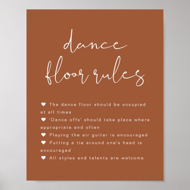 CORIANDER Boho Terracotta Tance Floor Rules Poster (Vorne)
