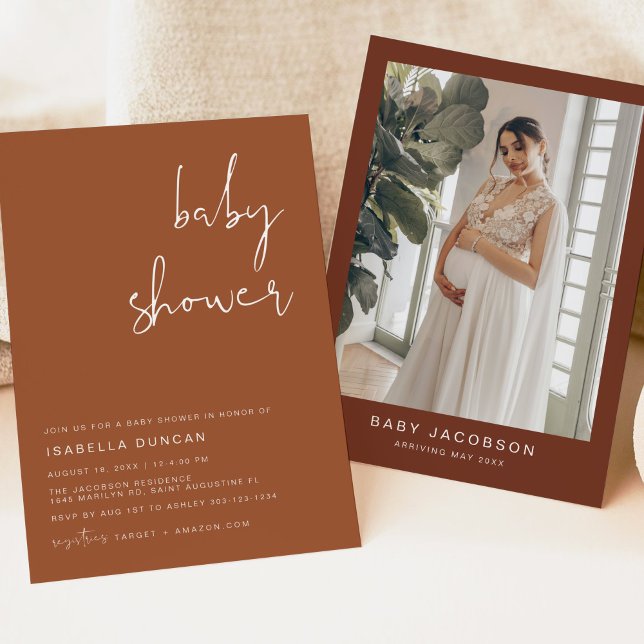 CORIANDER Boho Terracotta und Rust Baby Dusche Einladung (Von Creator hochgeladen)