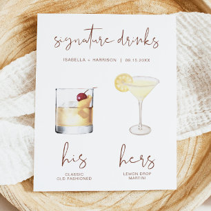 CORIANDER Boho Wasserfarbe Cocktail Signature-Getr Poster