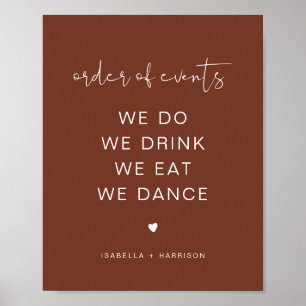 CORIANDER Rust Wedding Order of Events Poster