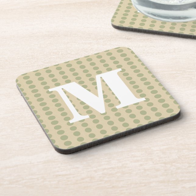 Coriander Spice Moods Punkte mit Monogramm Getränkeuntersetzer (Linke Seite)