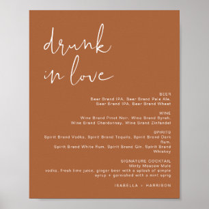 CORIANDER Terracotta Betrunken im Liebe Bar-Menü Poster