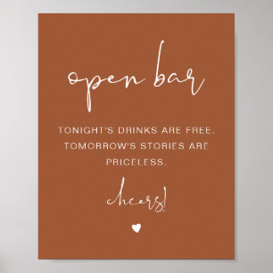 CORIANDER Terracotta Boho Funny Open Bar Sign Poster