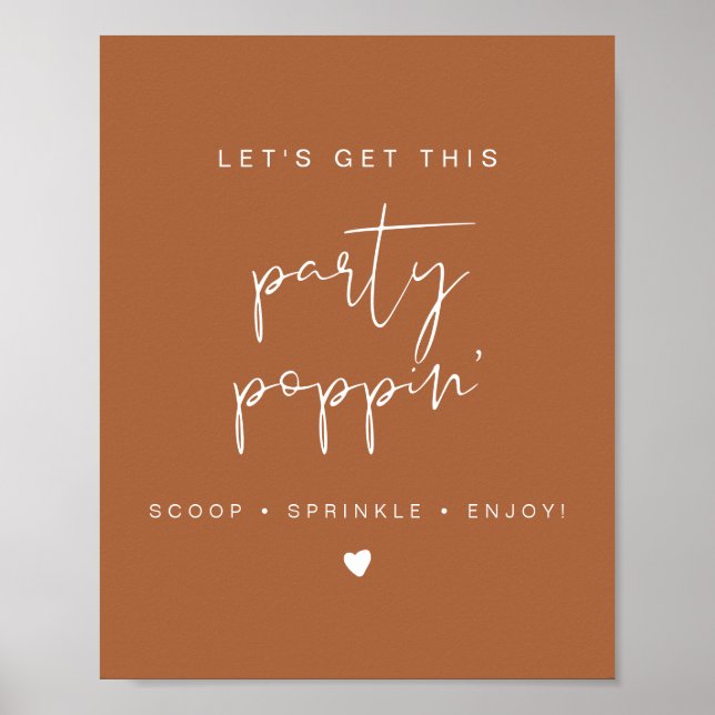 CORIANDER Terracotta Popcorn Bar Wedding Sign Poster (Vorne)