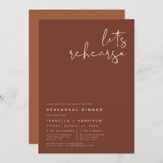 CORIANDER Terracotta und Rost Probe Abendessen Einladung (Vorne/Hinten)