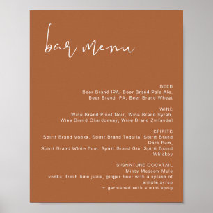 CORIANDER Terracotta Wedding Bar Menu Poster