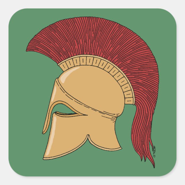 Corinthian Helmet Quadratischer Aufkleber (Vorderseite)