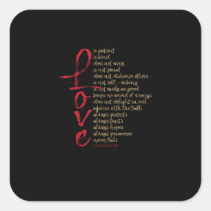 Corinthians Bibelvers Liebe ist geduldig Liebe ist Quadratischer Aufkleber