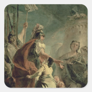 Coriolanus in der Umgebung Roms, c.1725 Quadratischer Aufkleber