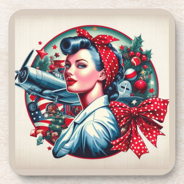 Cork Backed Untersetzer - Rosie the Riveter Christ (Vorderseite)