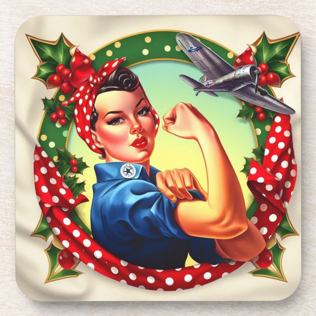 Cork Backed Untersetzer - Rosie the Riveter Christ (Vorderseite)