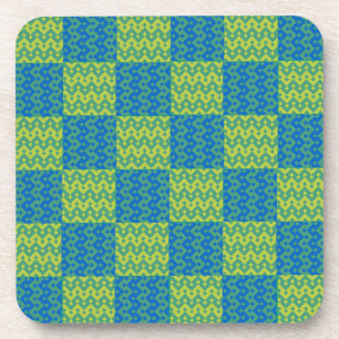 Cork Coaster or Table Mat, Green and Blue Patterns Getränkeuntersetzer