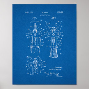 Cork Extractor Patent - Blueprint Poster