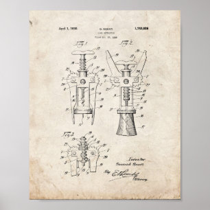 Cork Extractor Patent - Old Look Poster