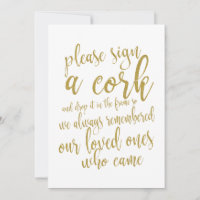 Cork Gästebuch preiswert Gold Wedding Sign