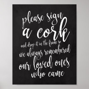 Cork Guest Book chalkboard Hochzeit 8x10 Zeichen Poster