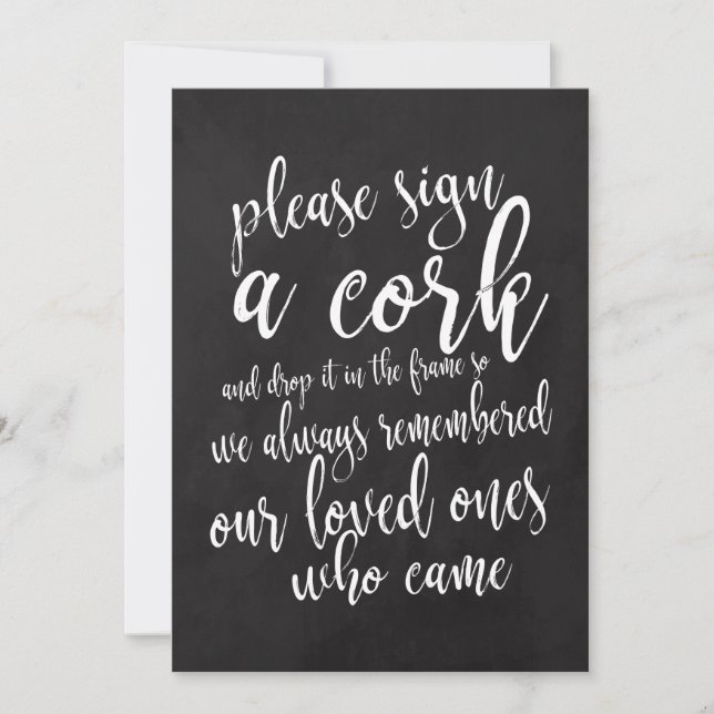 Cork Guest Book Chalkboard Wedding Sign (Vorderseite)