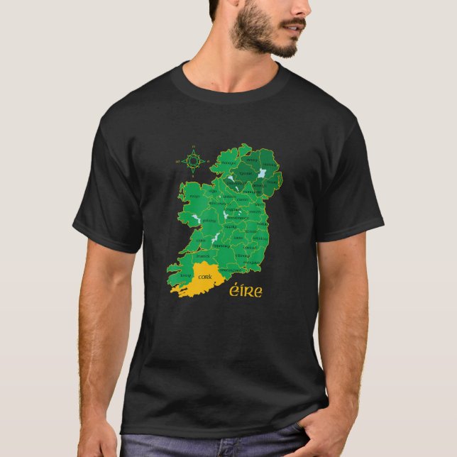 Cork Ireland Landkreis Map Eire Irish Travel T-Shirt (Vorderseite)