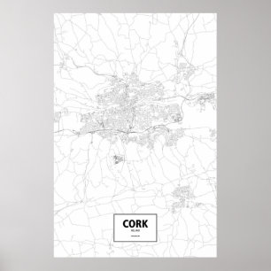 Cork, Irland (schwarz auf weiß) Poster