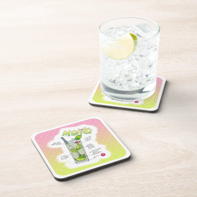 CORK UNTERSETZER SET - MOJITO RECIPE COCKTAIL ART (Rechte Seite)