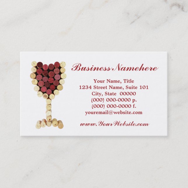 Cork Wine Glass Business Cards Visitenkarte (Vorderseite)
