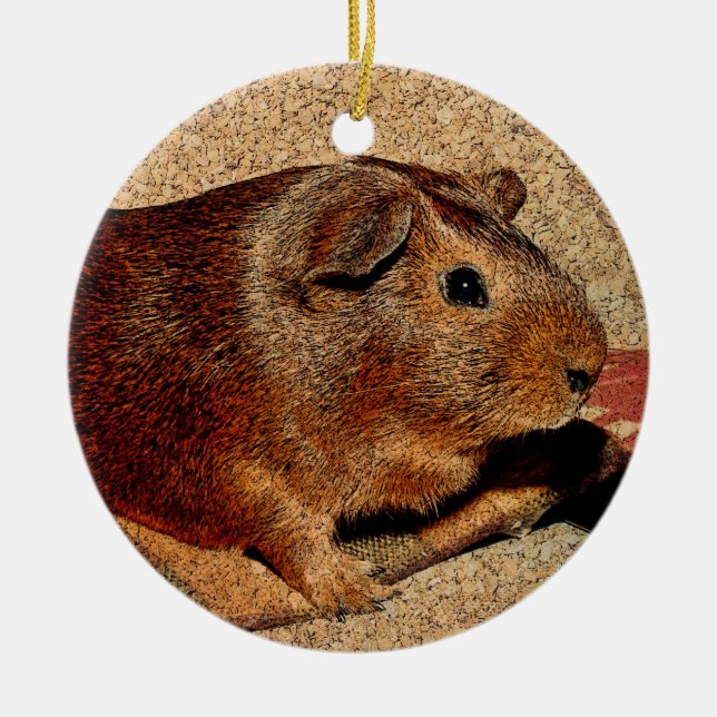 Corkboard Blick-Meerschweinchen Keramik Ornament (Vorne)