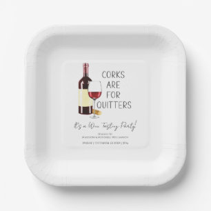 "Corks are for quitters" Party "Watercolor Red" Pappteller