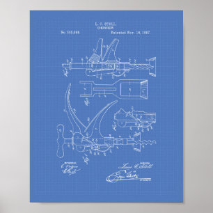 Corkschraube 1897 Patentart - Blueprint Poster