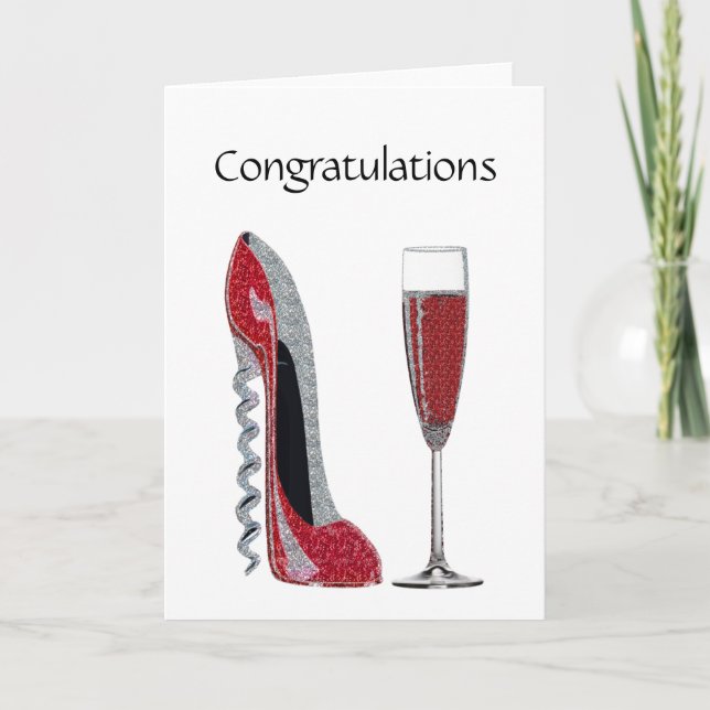 Corkschraube Heel Red Stiletto and Champagne Glass Karte (Vorderseite)