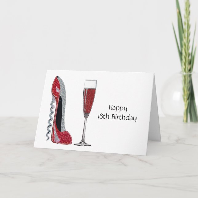 Corkschraube Heel Red Stiletto and Champagne Glass Karte (Vorderseite)