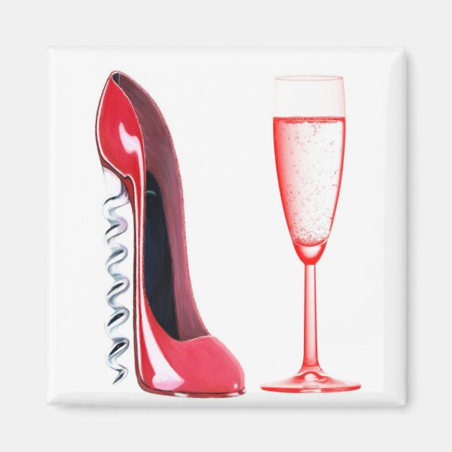 Corkschraube Schuhe und Champagner-Glas Magnet (Vorne)