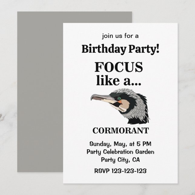 Cormorant Bird fokussiert wie ein kormoranischer G Einladung (Vorne/Hinten)