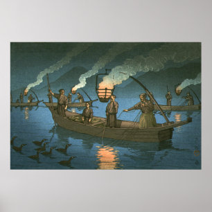 Cormorant-Fischerei Kawase Hasui 1954 Poster