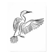 Cormorant Line Art Irish Coastlife