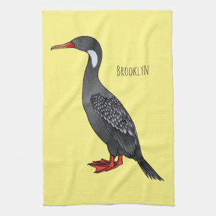 Cormoranvogel-Cartoon-Abbildung Geschirrtuch