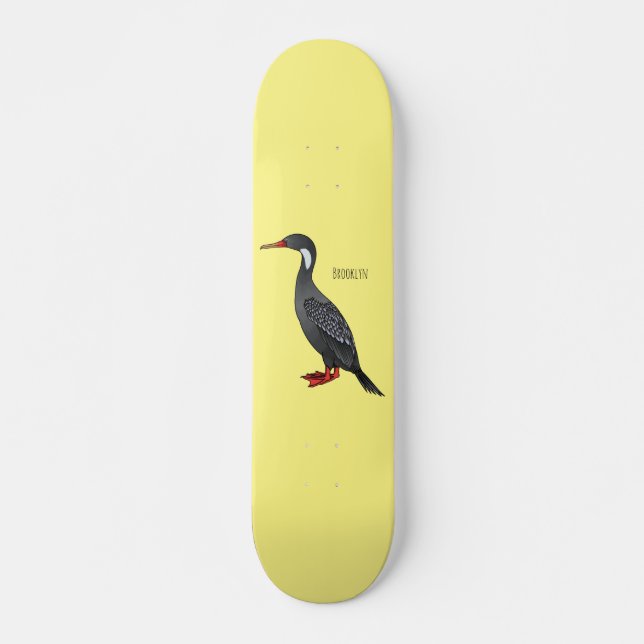 Cormoranvogel-Cartoon-Abbildung Skateboard (Vorne)